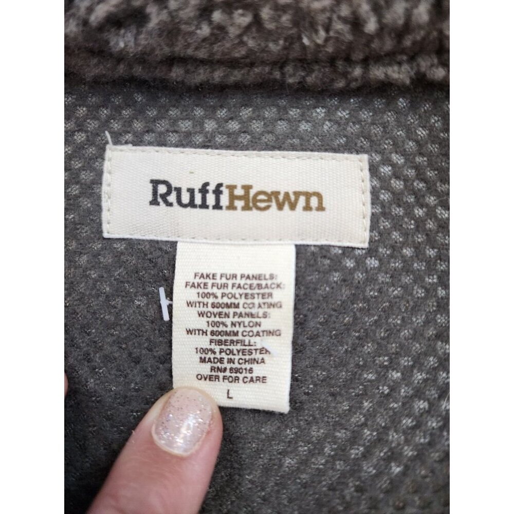 RUFF HEWN Cozy Gray Faux Sherpa Fleece Full Zip L Wicking Cabin Outdoor Neutral - Picture 5 of 10
